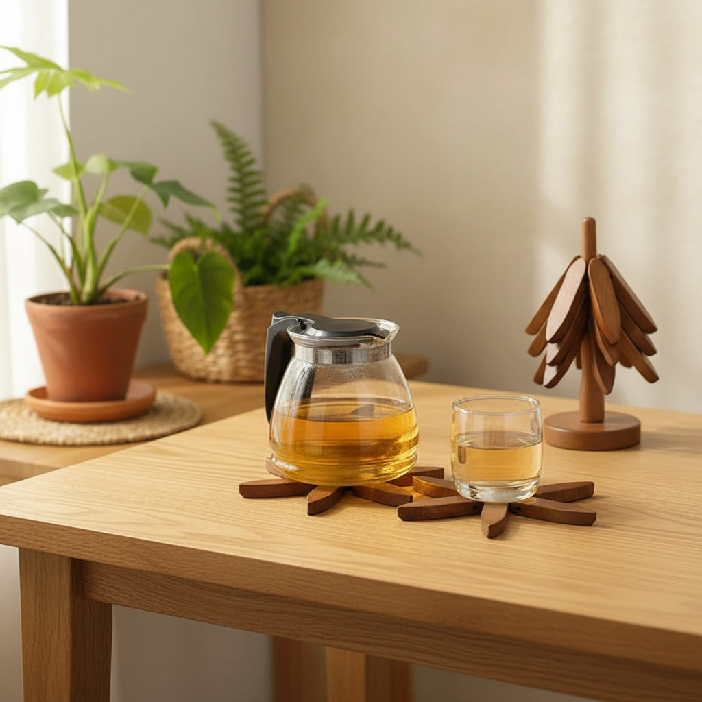 Descanso de Panela em Bambu – Conjunto com 4 Peças