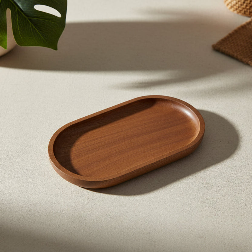 Bandeja de Madeira Natural para Servir